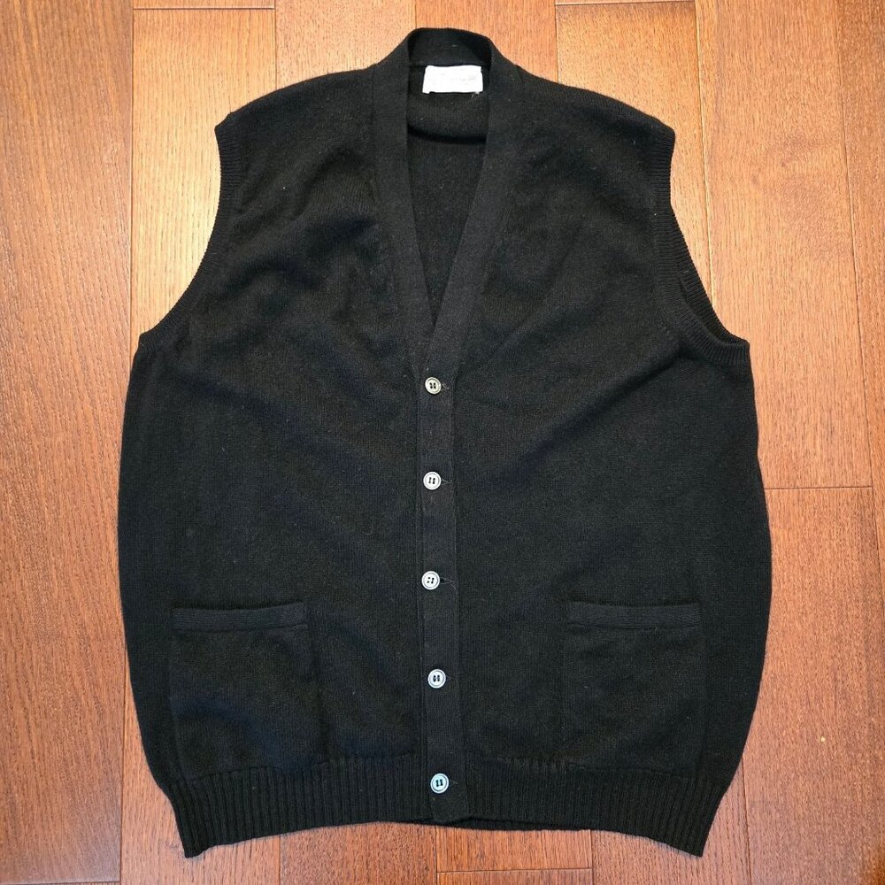 Vintage JD McGeorge Ltd Scotland 100% Pure Cashmere Black Sweater Vest Men's 44